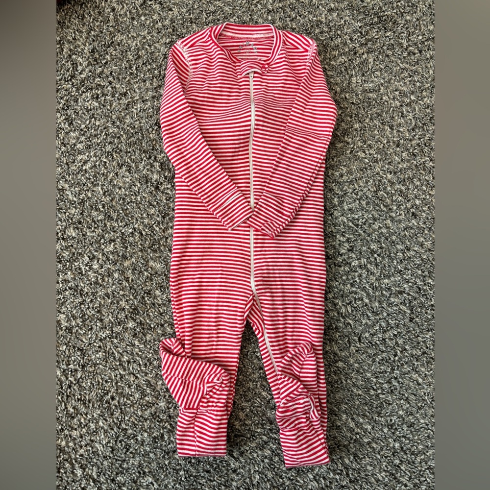 Striped Red Toddler Footie Pajamas